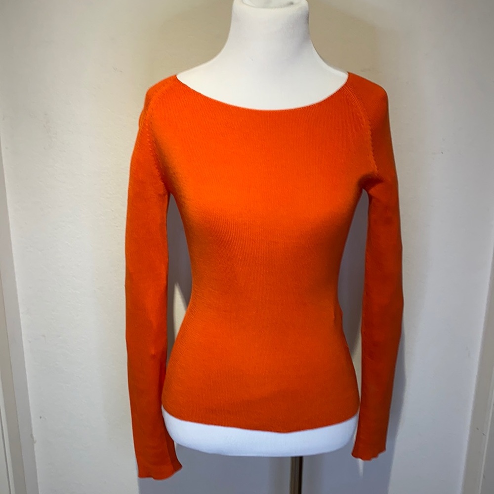 Tocca 100% Silk Knit Sweater S - Boat Neck - Vibrant Orange – Please Read